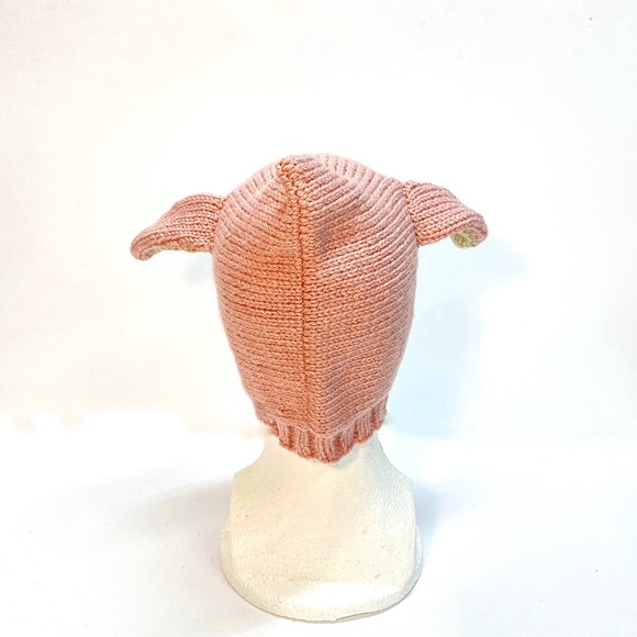 NWT Hand Knit Infant Bunny Beanie Hat with Button Closure Size 6-12 Mos. - Picture 5 of 9